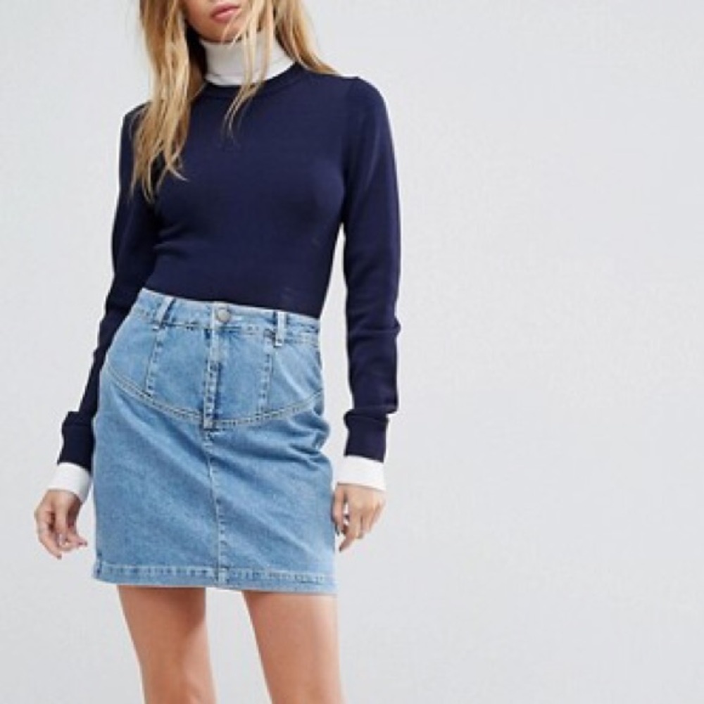 ASOS Denim Skirt With Waist Seam Detail